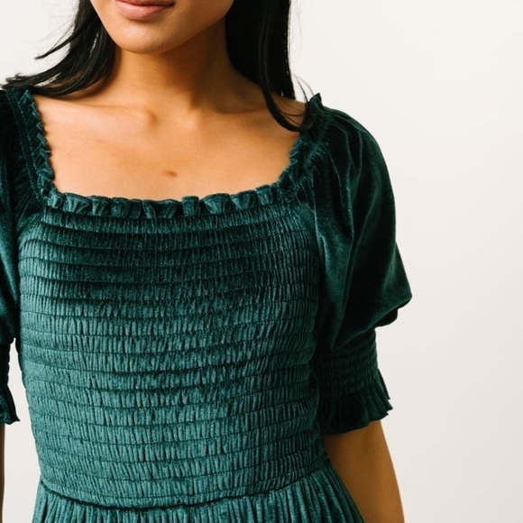 Baltic Born Clara Smocked Velvet Maxi Dress Green NWT - Picture 15 of 16